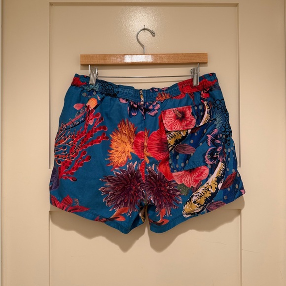 Paul Smith Swimwear 4” Inseam Swim Trunks Size M Floral Koi Print Lined Shorts - Picture 8 of 10